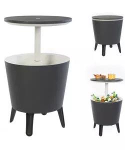 Tavolino portaghiaccio portatile keter "cool bar" grafite, 49,5x49,5x84,5 cm